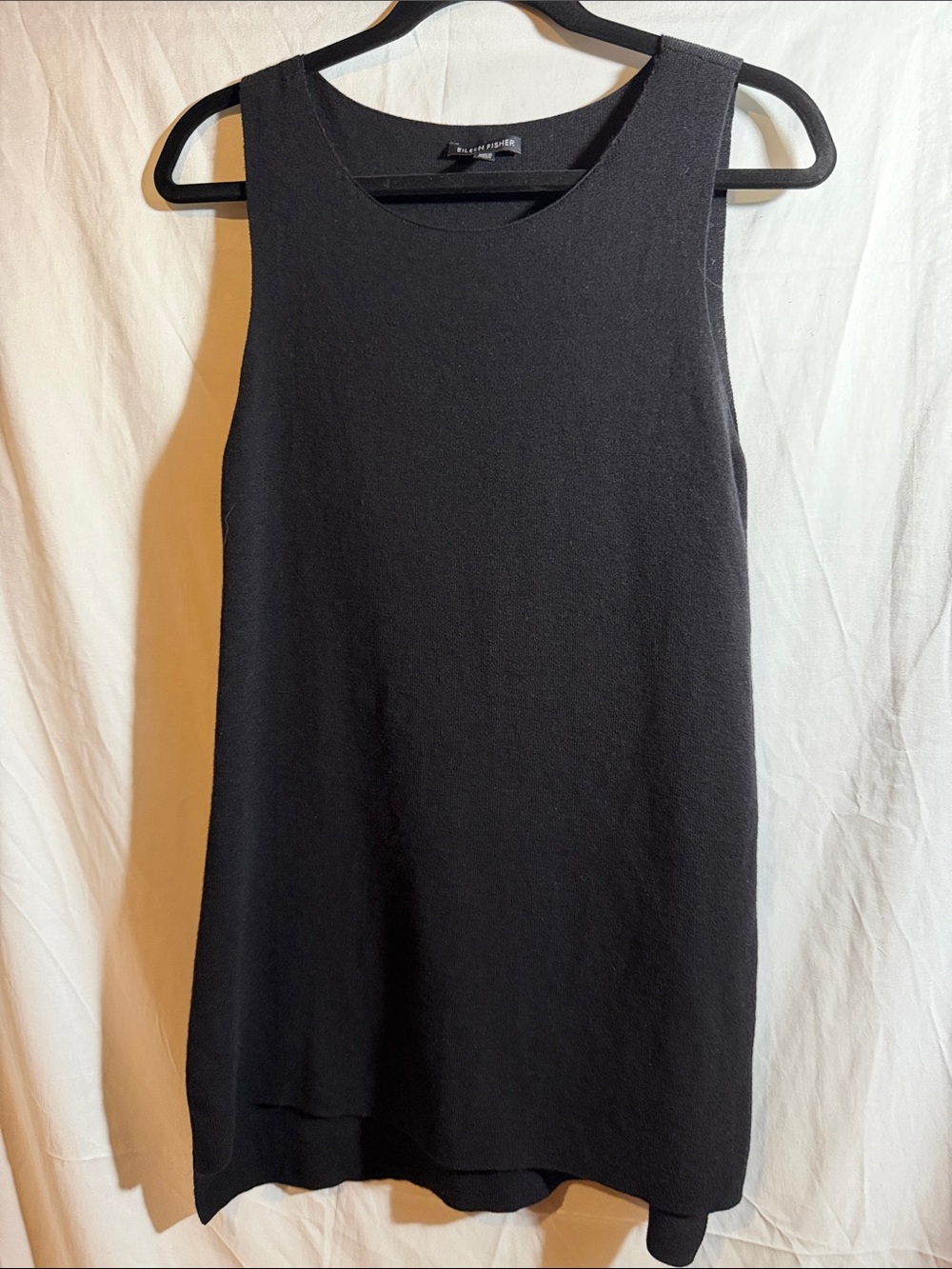 Eileen Fisher Black Sleeveless Knit Tunic Tank